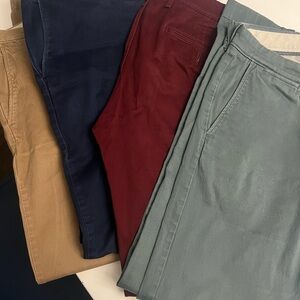 J. Crew Men's Chino Pants in Navy, Burgundy, Tan, and Gray 32x34